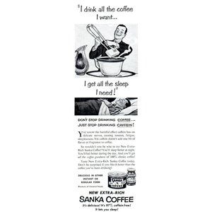 1953 Sanka Decaf Coffee Vintage Print Ad Giant Cup Sugar Cube Wall Art Photo